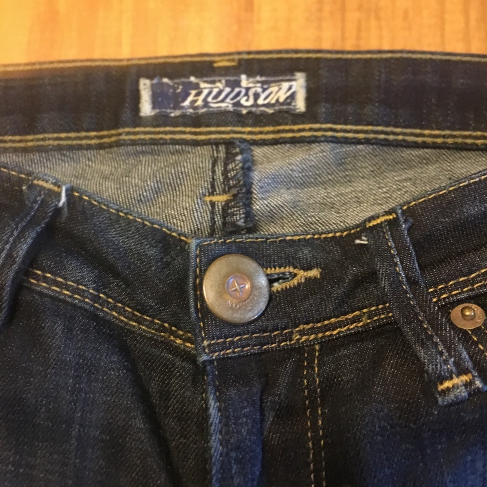 Hudson 27 Womens Jeans Flap Pocket Flare Dark Blue